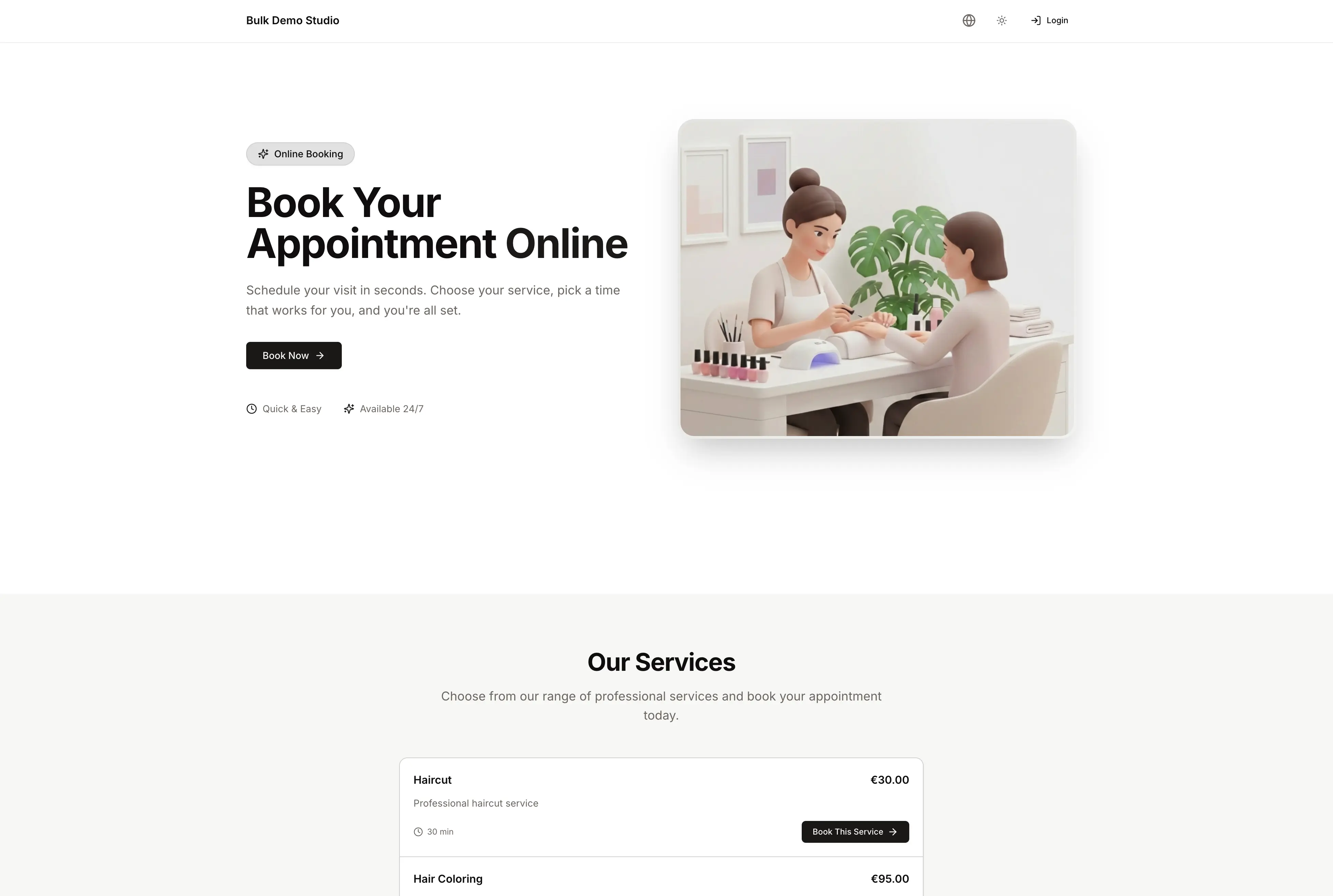 Business landing page example